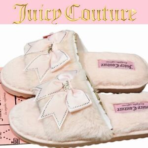 Juicy Couture Honora JC Logo Bow Indoor/Outdoor Slippers- Blush